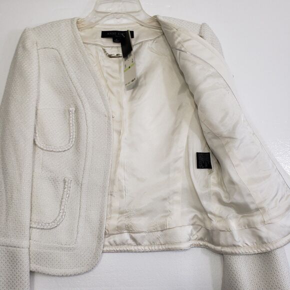 NEW Anne Klein Lined White Blazer with Long Arms and Bell Sleeves, Size 4 - Picture 4 of 11